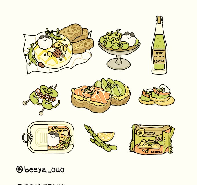 ゆるかわ食べ物キャラクターイラスト