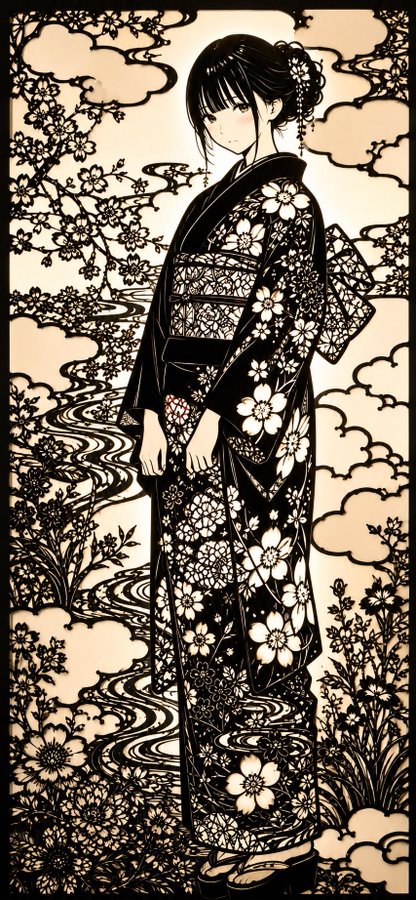精巧な紙切り絵 のAI生成画像