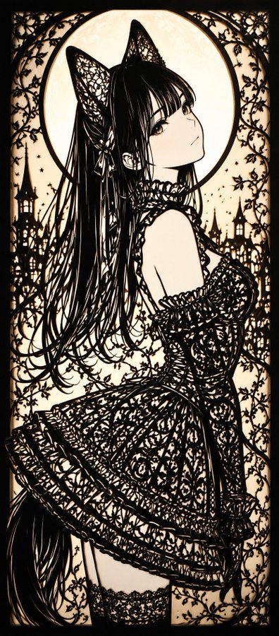 精巧な紙切り絵 のAI生成画像