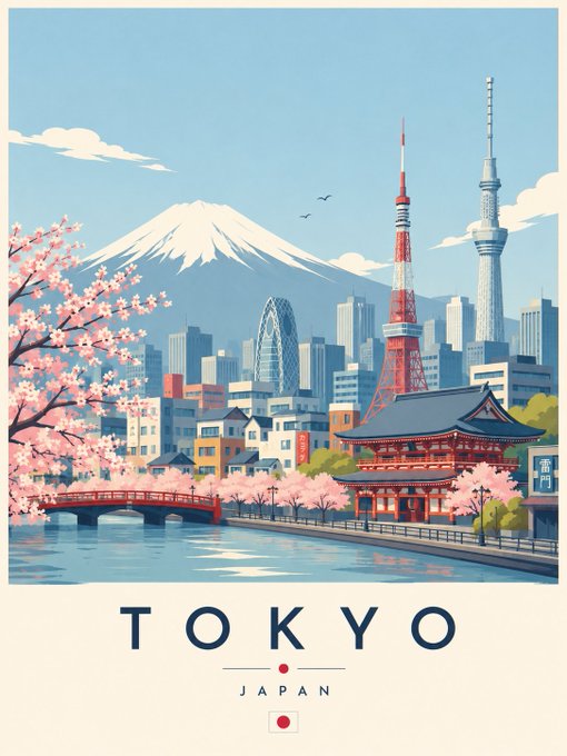 トラベルポスターイラスト のAI生成画像