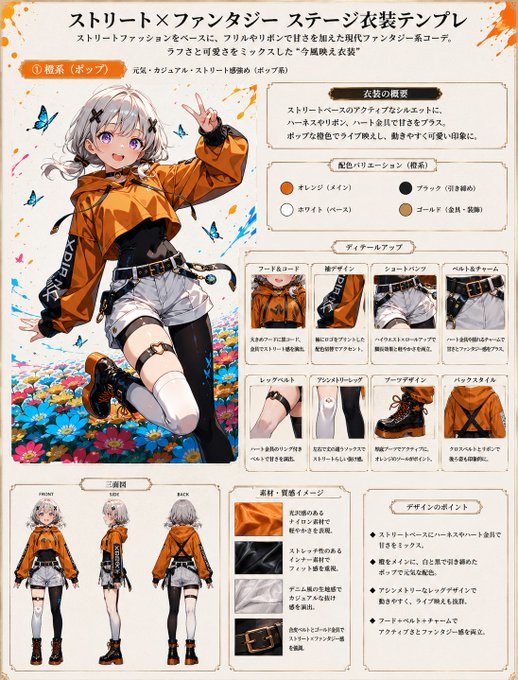 ストリートファンタジー衣装デザイン のAI生成画像