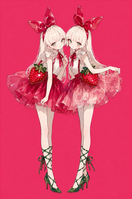 ストロベリー双子の少女 のAI生成画像