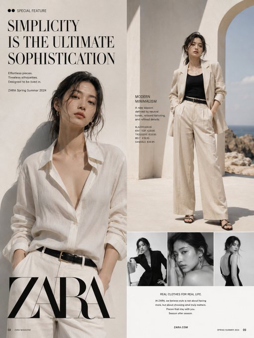 ZARAファッション誌レイアウト のAI生成画像