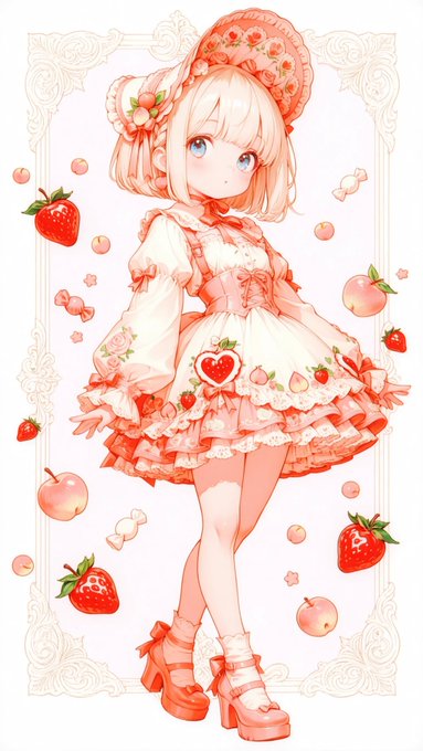 苺ロリータの少女 のAI生成画像