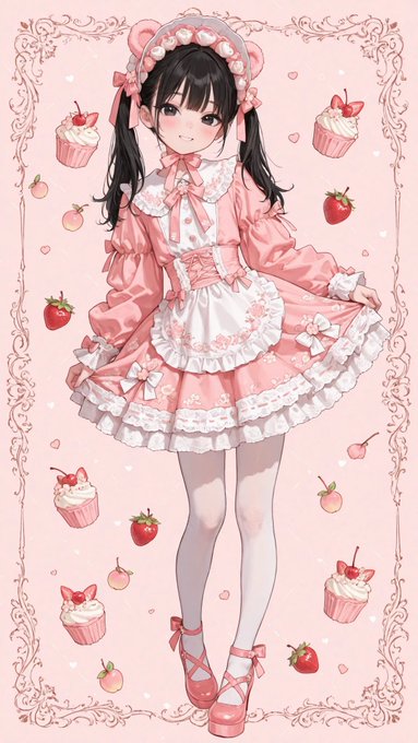 苺ロリータの少女 のAI生成画像