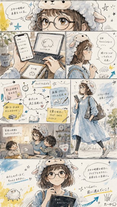 スキマ時間でAI活用する女の子 のAI生成画像