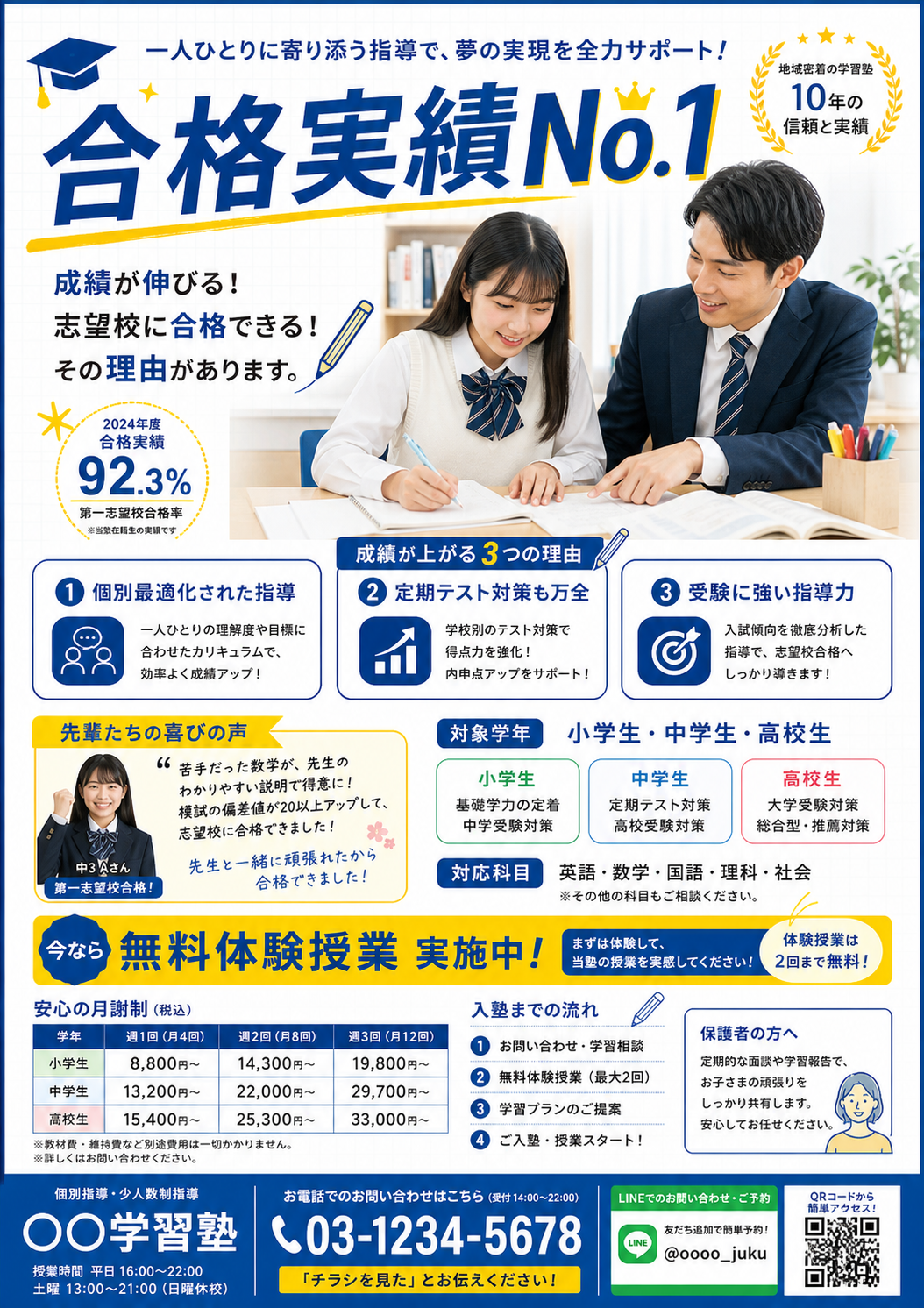学習塾合格実績チラシ のAI生成画像