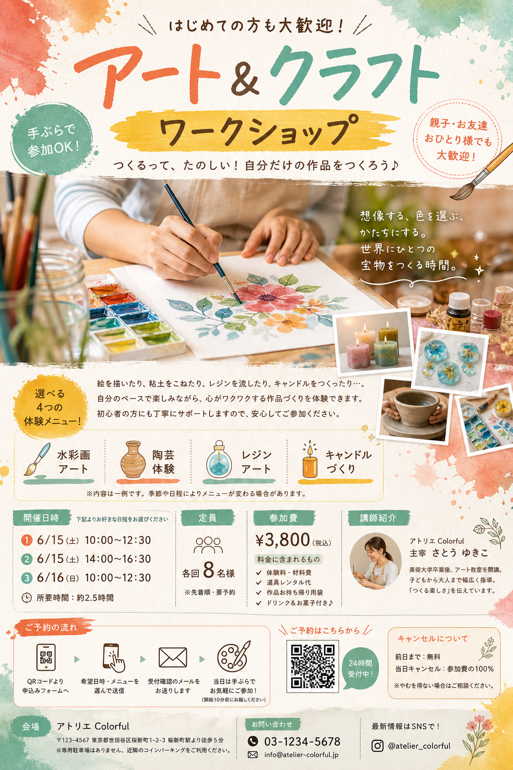 アート＆クラフトワークショップチラシ のAI生成画像