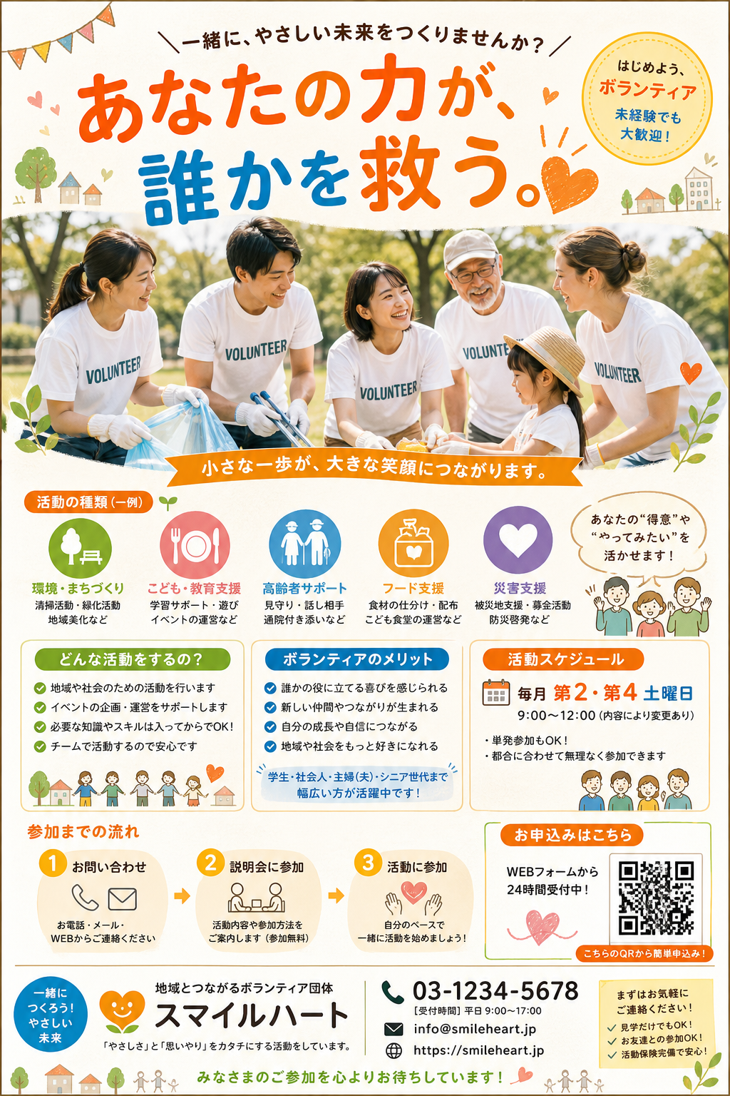 ボランティア募集チラシ のAI生成画像
