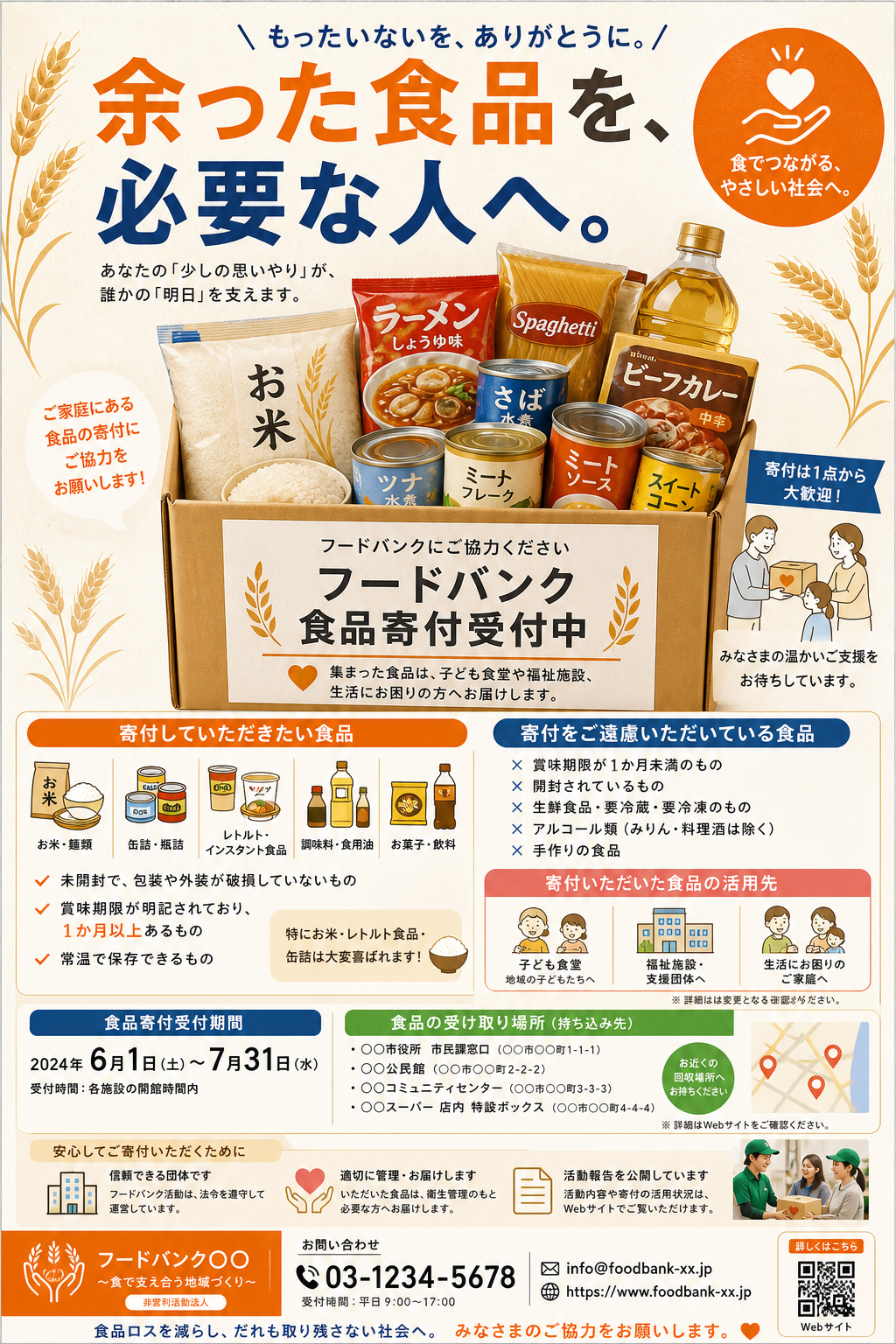 フードバンク食品寄付募集チラシ のAI生成画像