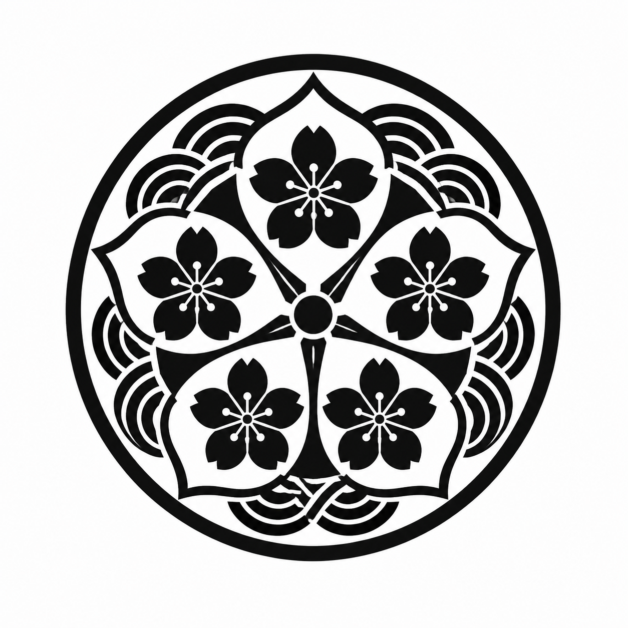 桜五つ巴の家紋 のAI生成画像