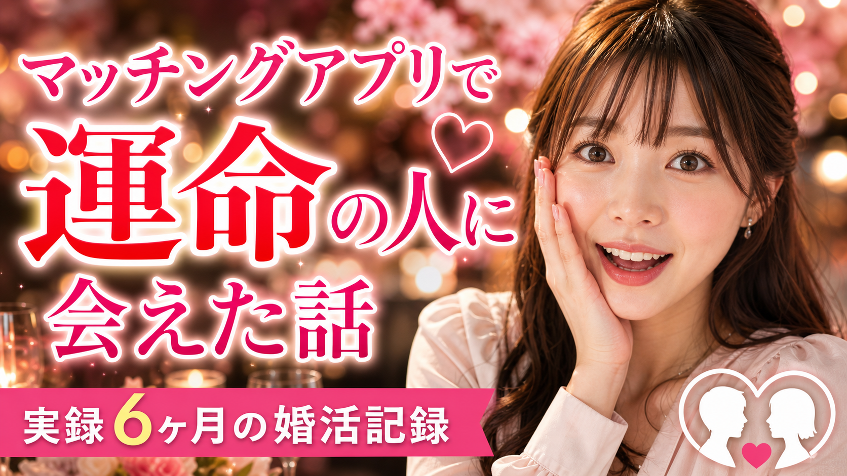 婚活マッチングアプリ体験談サムネ のAI生成画像