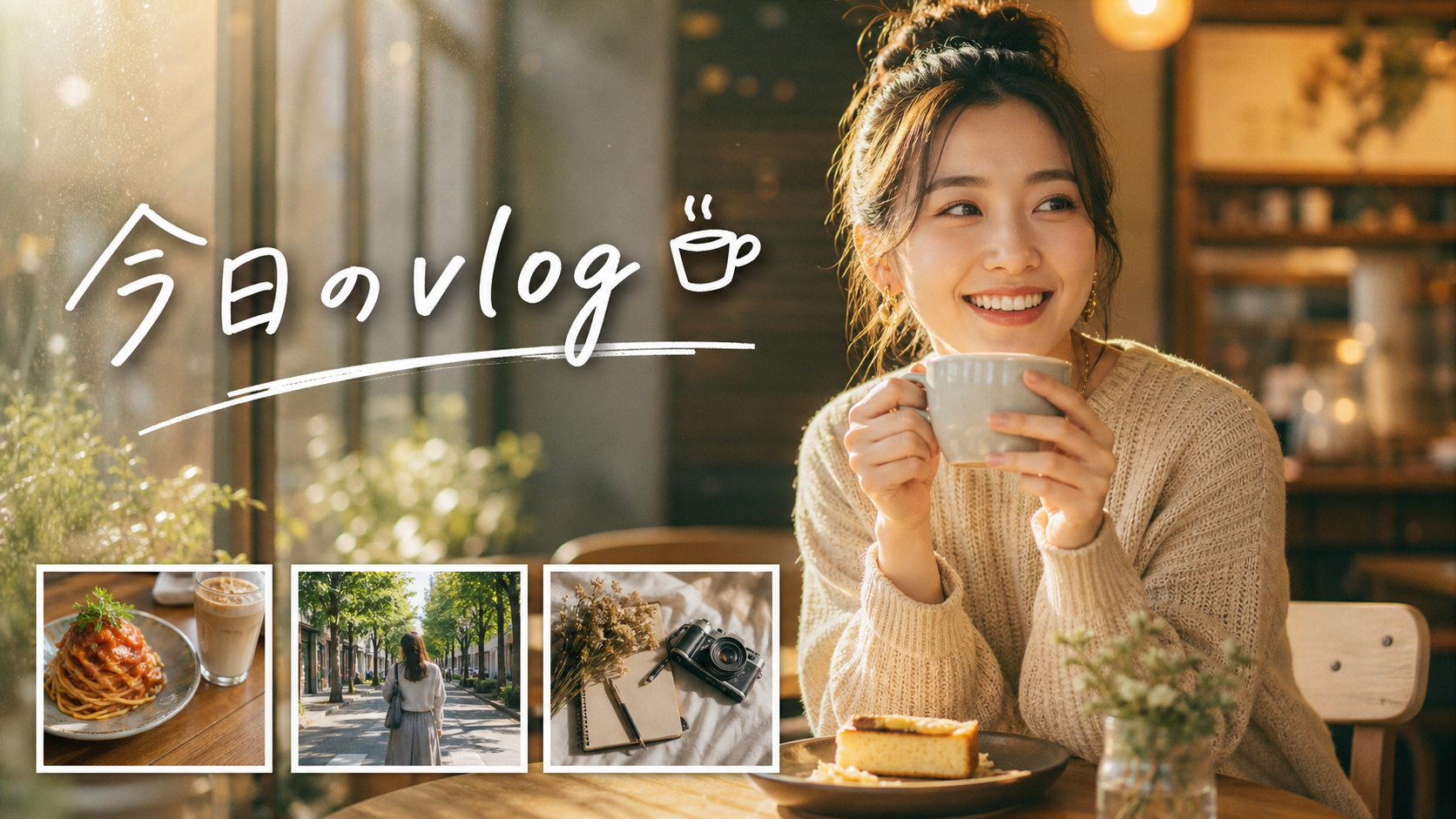 今日のvlogカフェサムネ