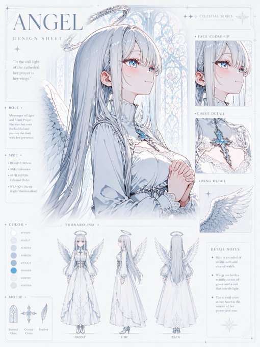 天使キャラクターデザインシート のAI生成画像