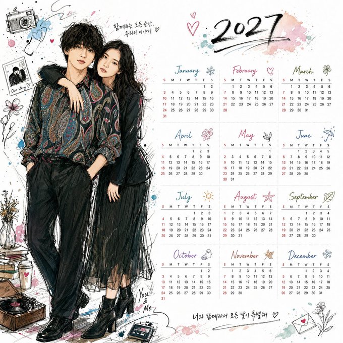 2027年カップルカレンダー のAI生成画像