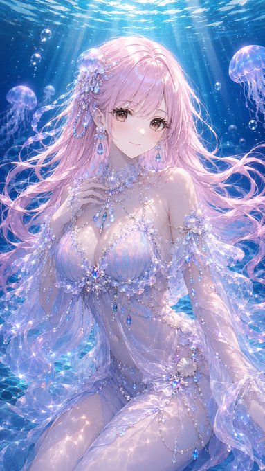 海中の宝石少女 のAI生成画像