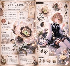 花そのもののデザインに、 キャラクターの髪色・瞳色・衣装モチーフ・世界観を反映してください。 のAI生成画像
