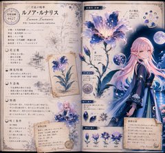 花そのもののデザインに、 キャラクターの髪色・瞳色・衣装モチーフ・世界観を反映してください。 のAI生成画像