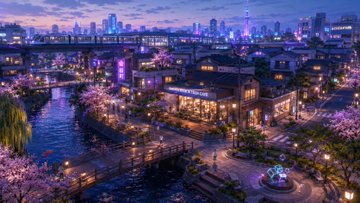 参照画像を元にそのキャラクターの生活する街を想像して作成 のAI生成画像