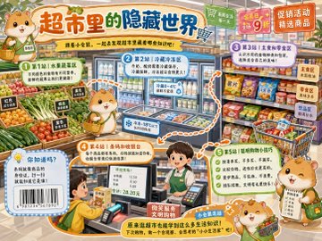 スーパーの隠れた世界教育マンガ のAI生成画像