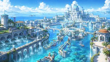 水の都の幻想都市 のAI生成画像