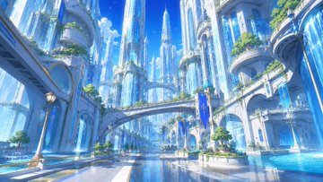 水晶の未来都市 のAI生成画像