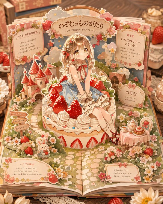 いちご姫の飛び出す絵本 のAI生成画像