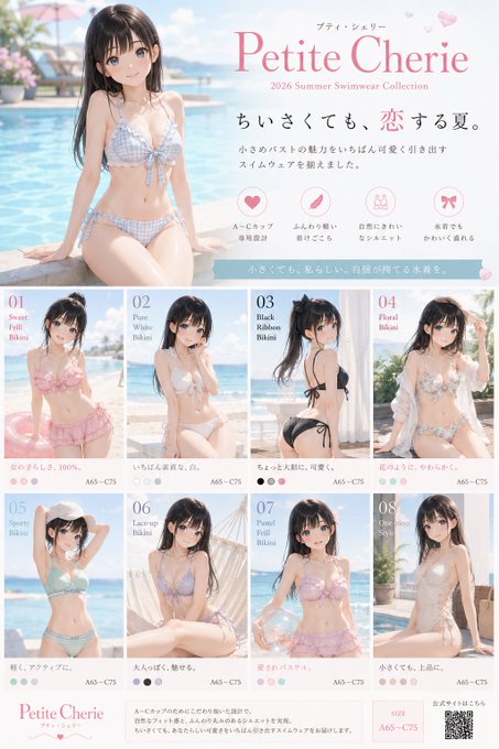 小胸向け水着コレクション広告 のAI生成画像