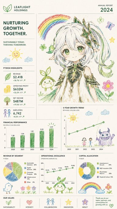 アニメキャラ入り年次報告書 のAI生成画像