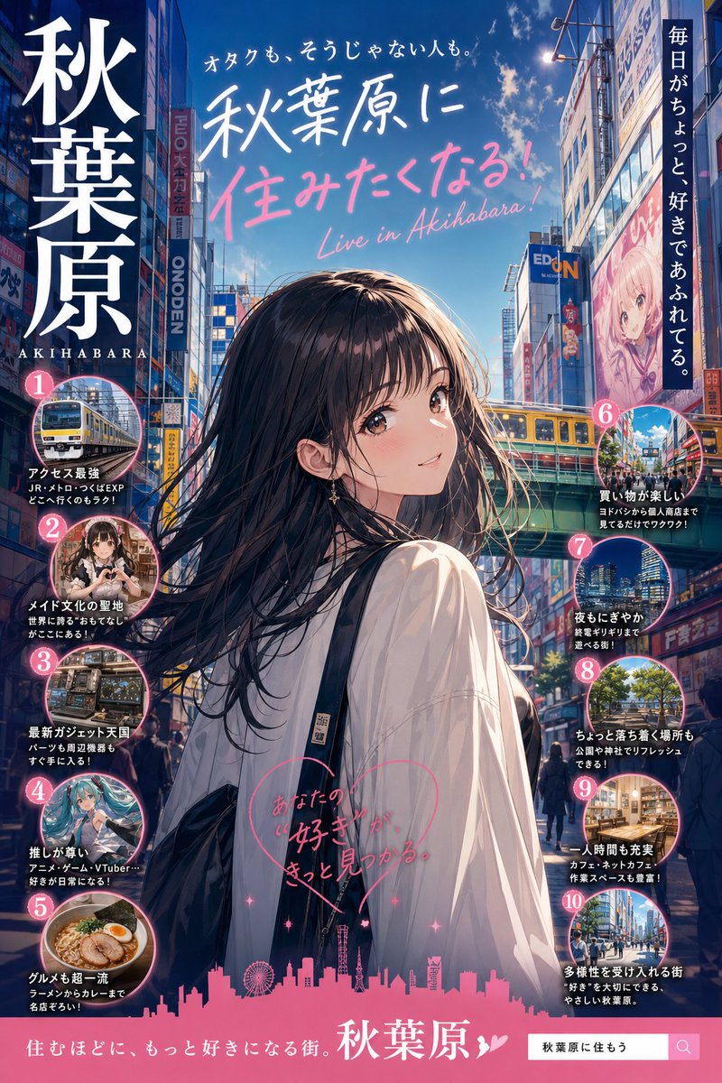 秋葉原に住みたくなるポスター のAI生成画像