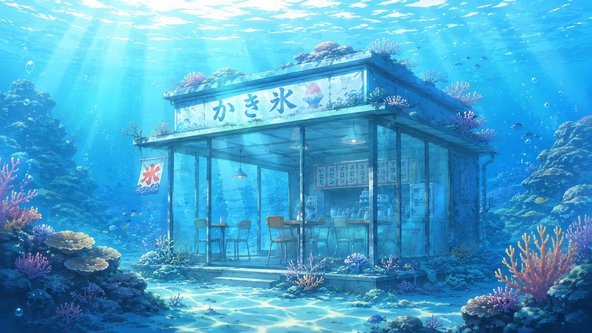 海底のかき氷屋 のAI生成画像