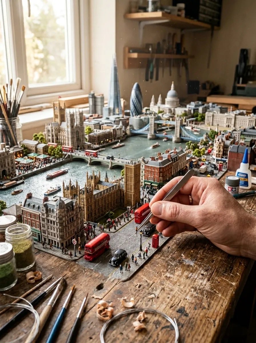 ロンドンミニチュア制作中 のAI生成画像