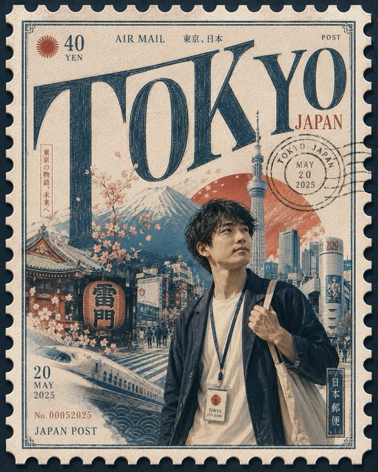 東京切手風トラベルポスター のAI生成画像