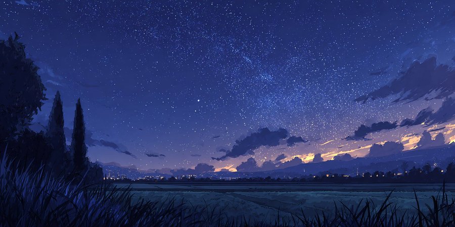 星降る夜の田園風景 のAI生成画像