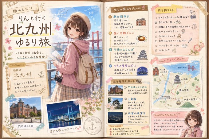 北九州ゆるり旅しおり のAI生成画像