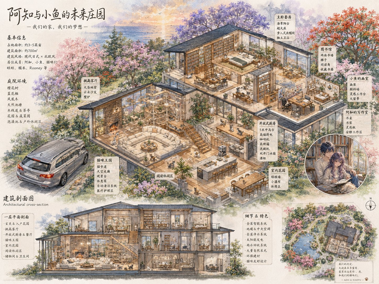 夢の庄園建築設計図 のAI生成画像