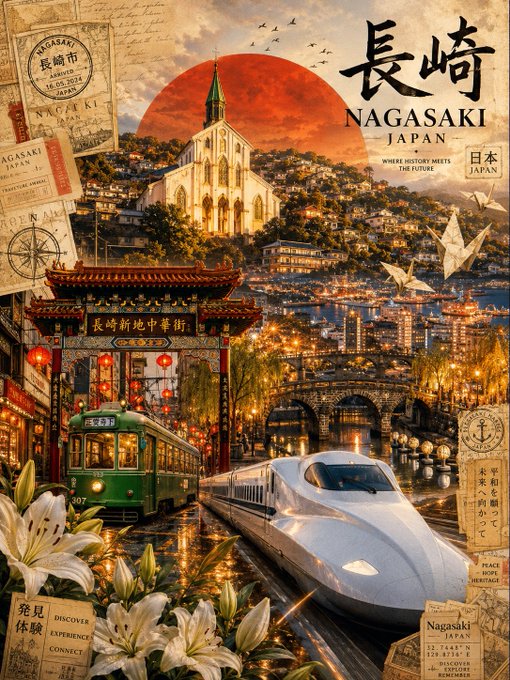 長崎観光トラベルポスター のAI生成画像