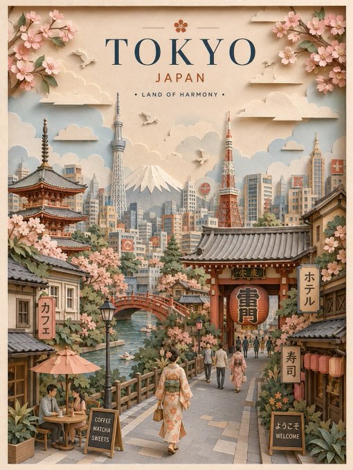 東京トラベルポスター のAI生成画像