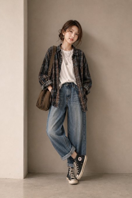 カジュアルコーデの若い女性 のAI生成画像