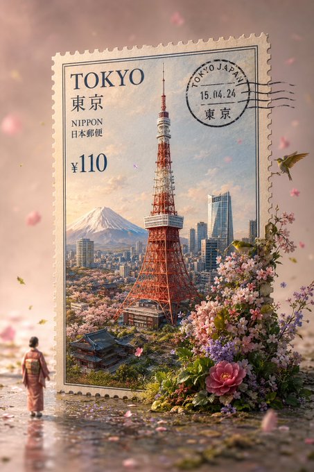 東京切手のミニチュアワールド のAI生成画像