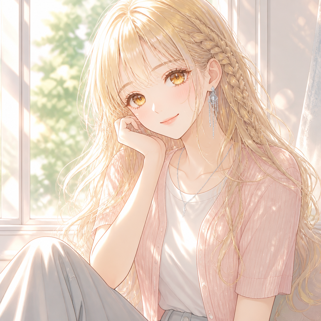 陽だまりの金髪美少女 のAI生成画像