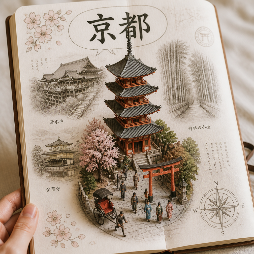 立体ポップアップの旅ノート（世界の街） のAI生成画像