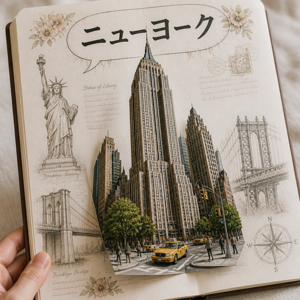 立体ポップアップの旅ノート（世界の街） のAI生成画像