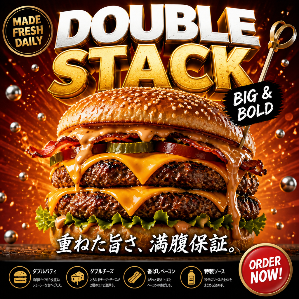 ハンバーガー広告ポスター のAI生成画像