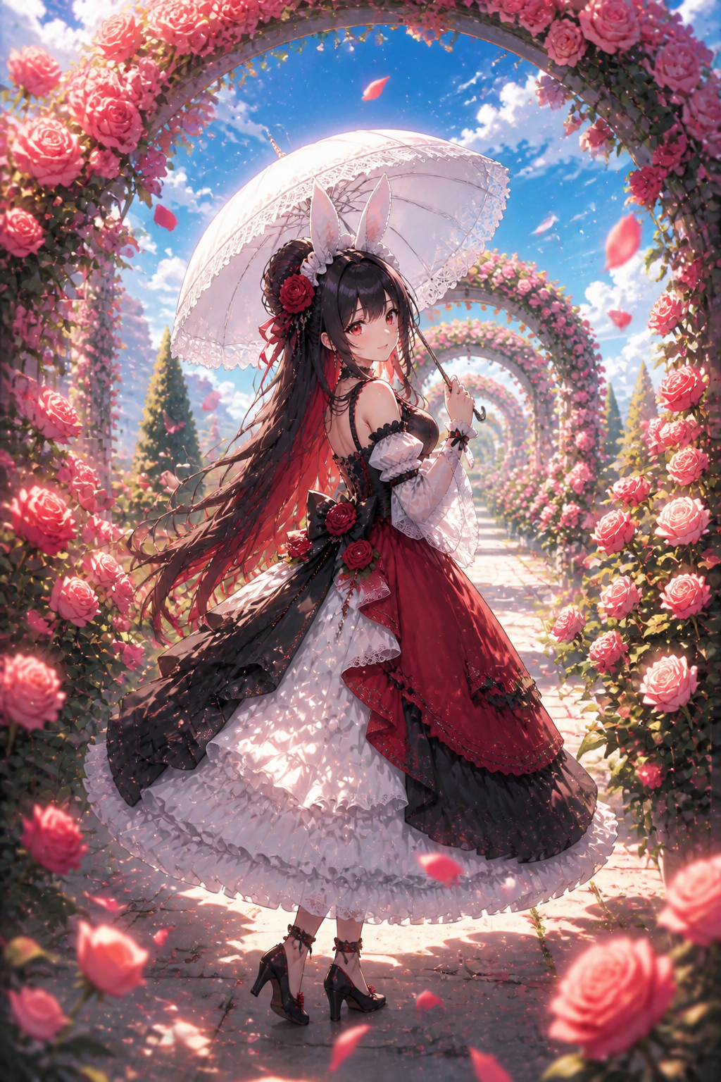 紅薔薇のゴシックロリィタ のAI生成画像