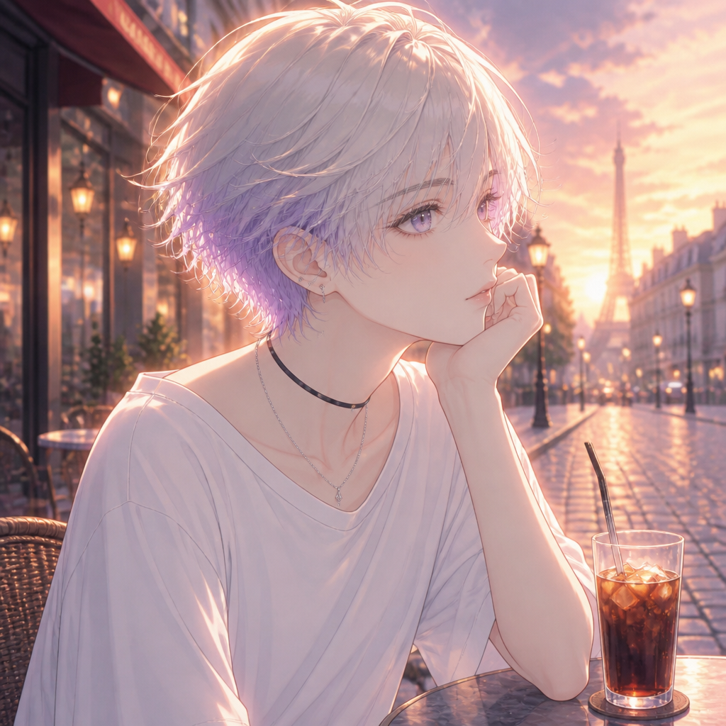 白銀の夏ポートレート のAI生成画像