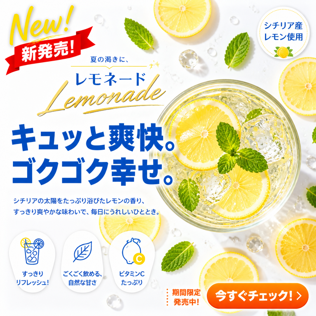 夏のレモネード広告 のAI生成画像