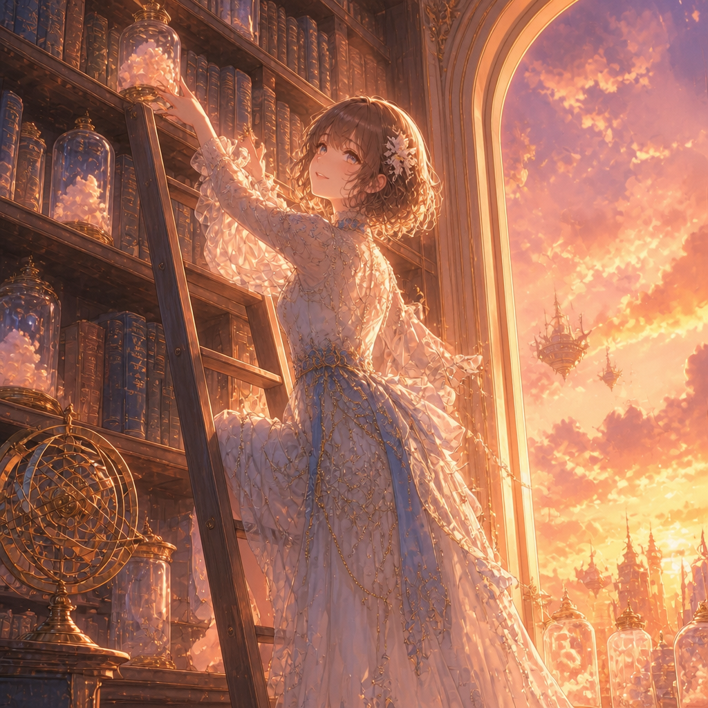 雲を集める硝子の書斎 のAI生成画像