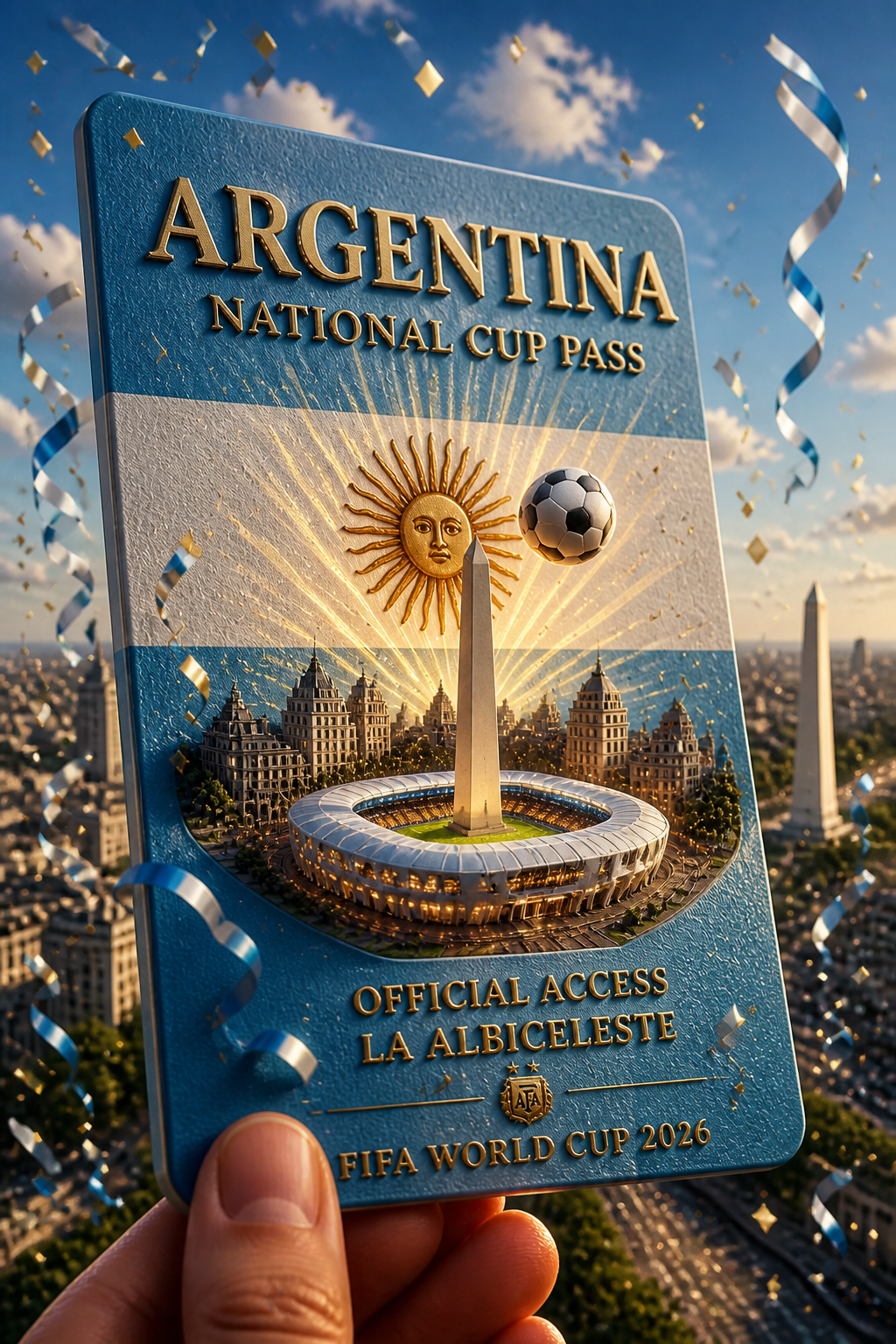 W杯2026 代表パスポート（3Dジオラマ・4カ国版） のAI生成画像
