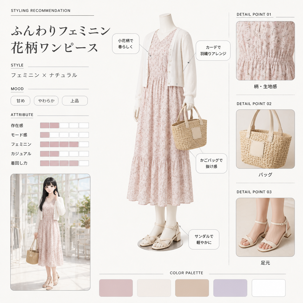 スクールライク清楚ガーリー（AIコーデ提案カード） のAI生成画像